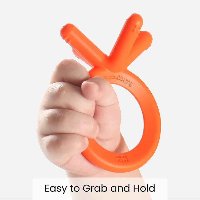 Comotomo Easy To Grab Silicone Baby Teether Orange