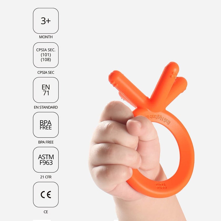 Comotomo Easy To Grab Silicone Baby Teether Orange