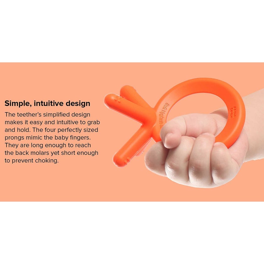 Comotomo Easy To Grab Silicone Baby Teether Orange
