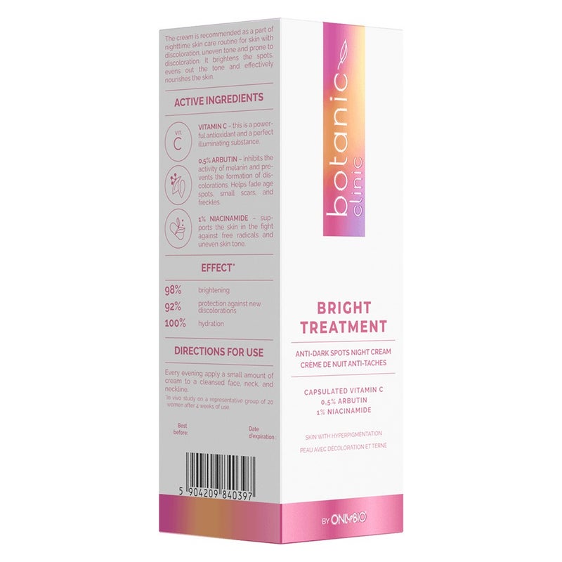 OnlyBio Botanic Clinic Bright Treatment Anti-Dark Spots Night Cream For Hyperpigmentation 50ml