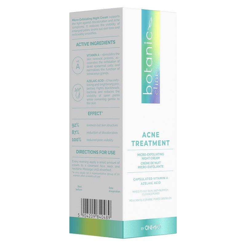 OnlyBio Botanic Clinic Acne Treatment Micro-Exfoliating Night Cream For Blemish Prone Skin 50ml