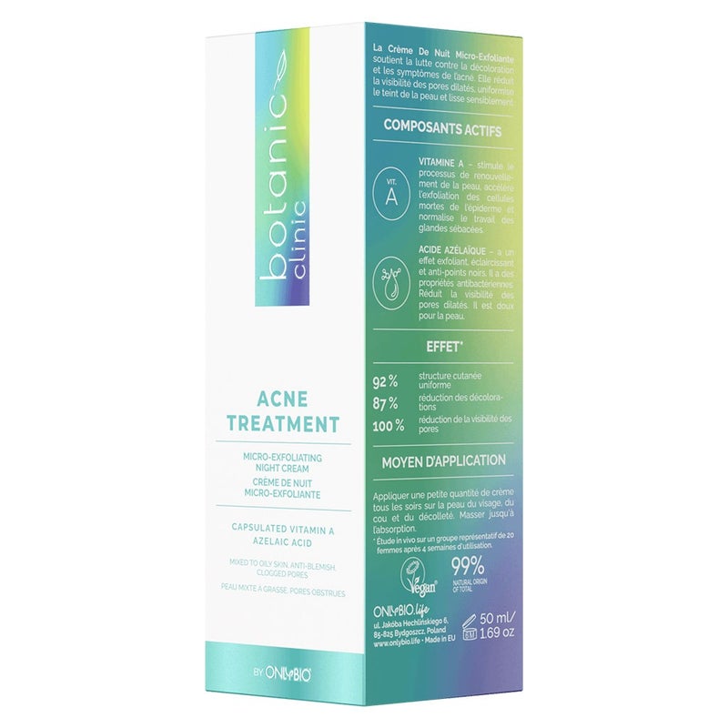OnlyBio Botanic Clinic Acne Treatment Micro-Exfoliating Night Cream For Blemish Prone Skin 50ml