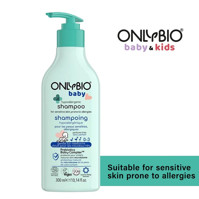 OnlyBio Baby Fragrance Free Hypoallergenic Shampoo For Newborn With Prebiotics Baby Complex 300ml