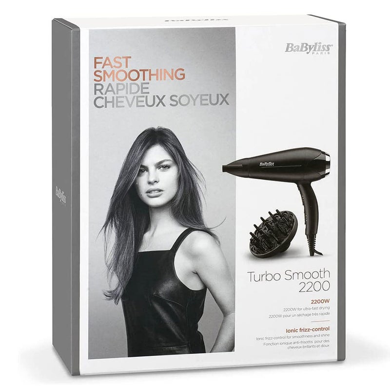 Babyliss Anti-Frizz Control DC Motor 2200W 3 Heat 2 Speed Cool Shot Lightweight Hair Dryer Black