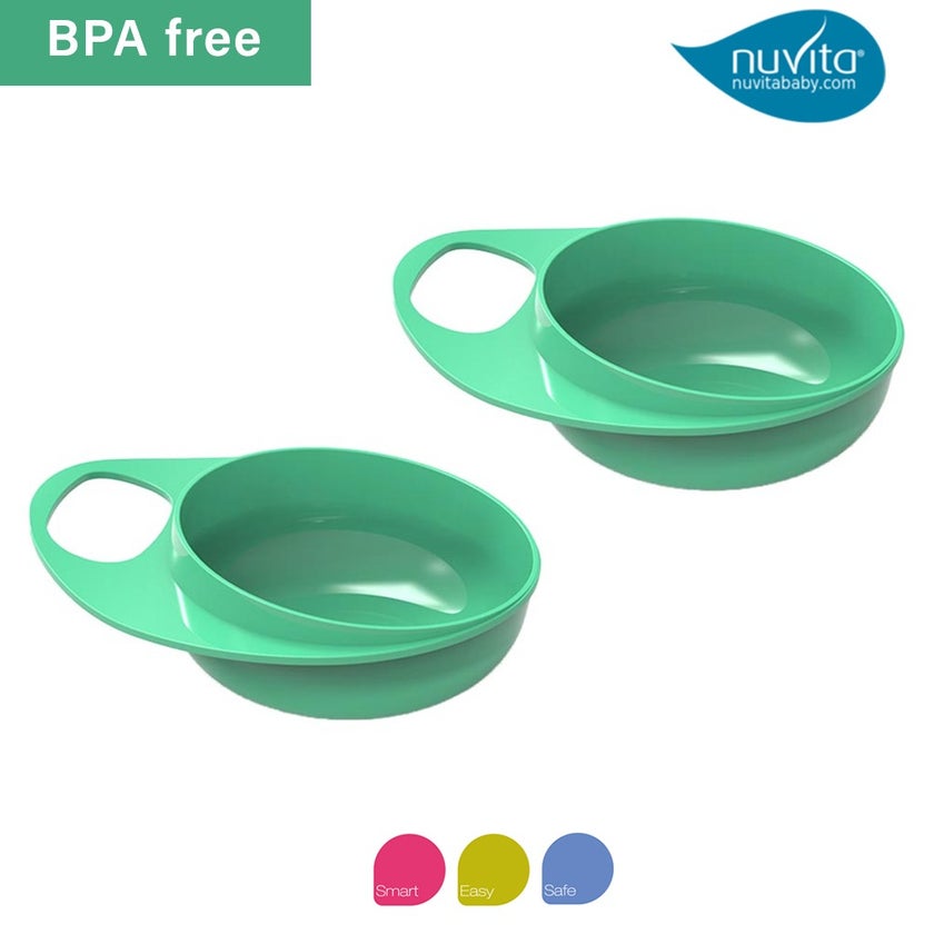 Nuvita Easy Eating Smart Feeding Bowls For Baby - Green, Pack of 2's