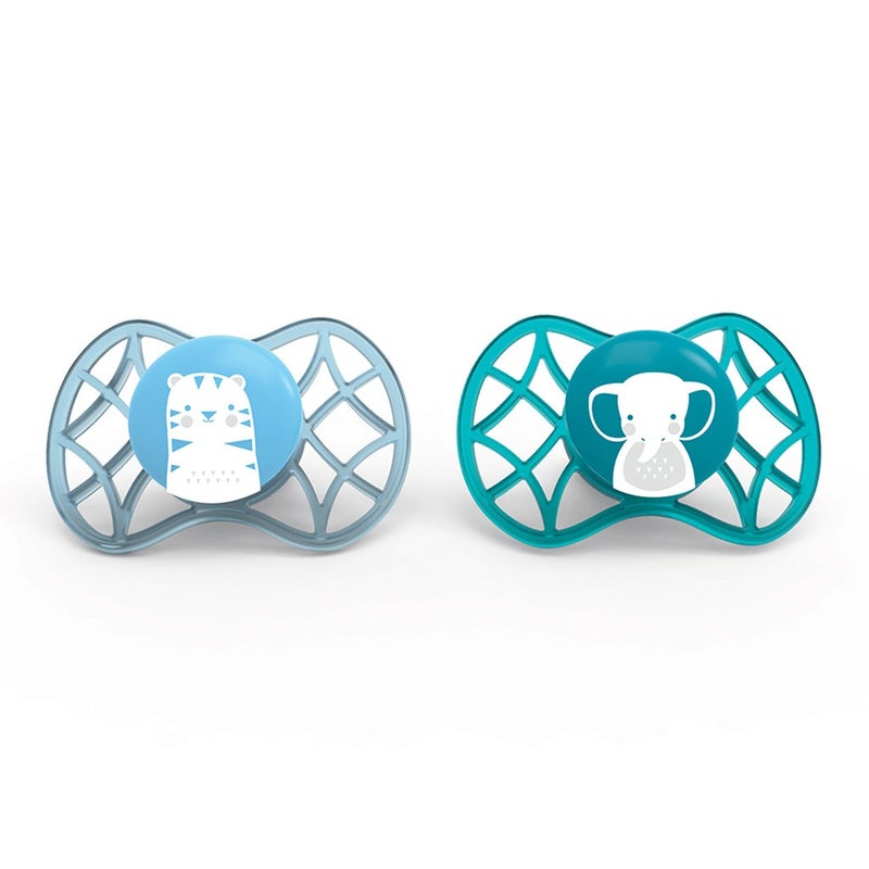 Nuvita AIR.55 Pacifier With Symmetrical Teat For 0 Months+ Baby, Blue ,Pack of 2's 