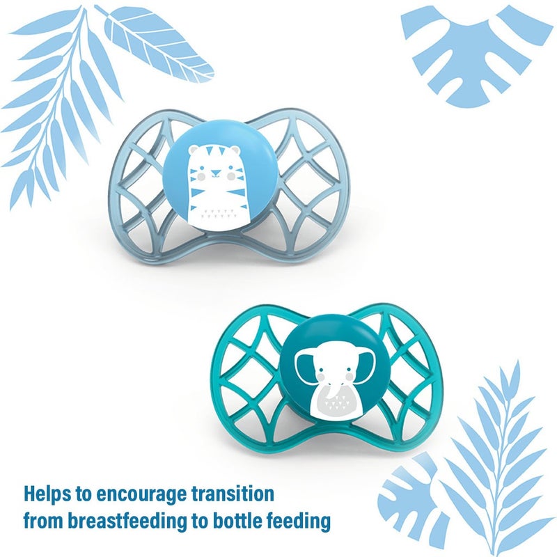 Nuvita AIR.55 Pacifier With Symmetrical Teat For 0 Months+ Baby, Blue ,Pack of 2's 