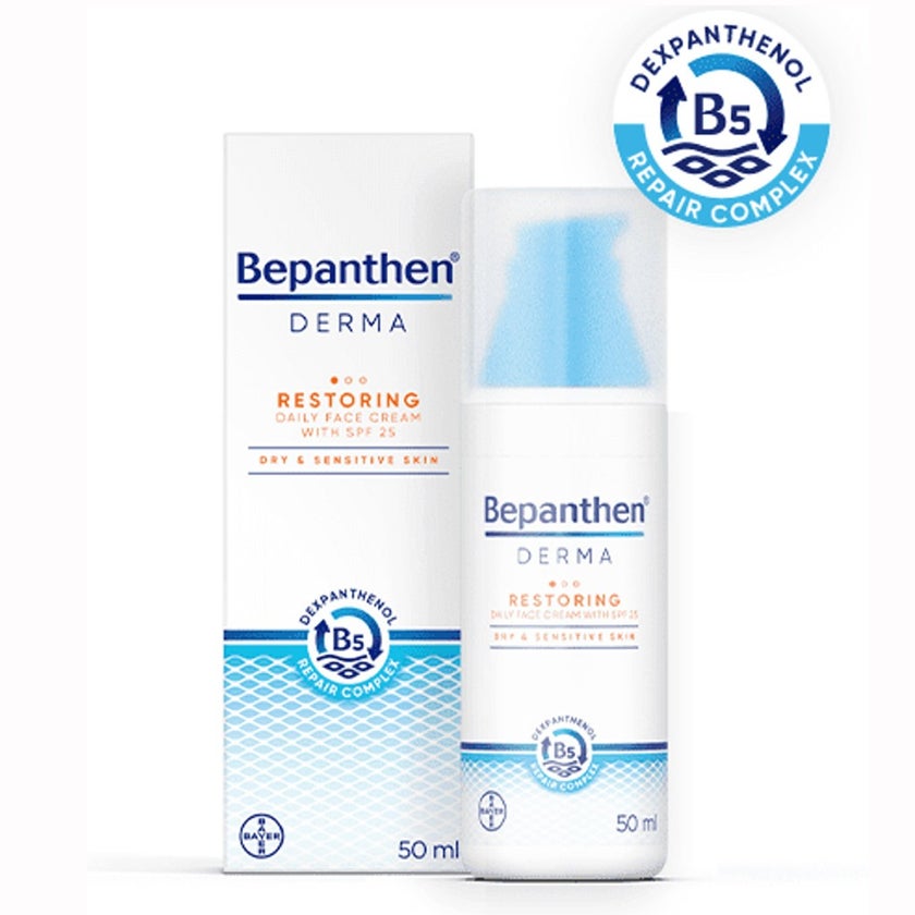 Bepanthen Derma Restoring Daily Face Cream With SPF25 For Dry & Sensitive Skin 50ml
