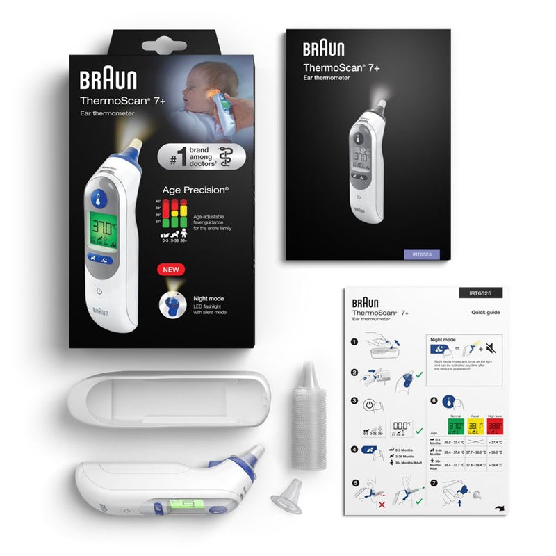 Braun Thermoscan 7+ Ear Thermometer IRT6525 + Pulse Oximeter YK-81CEU PROMO PACK