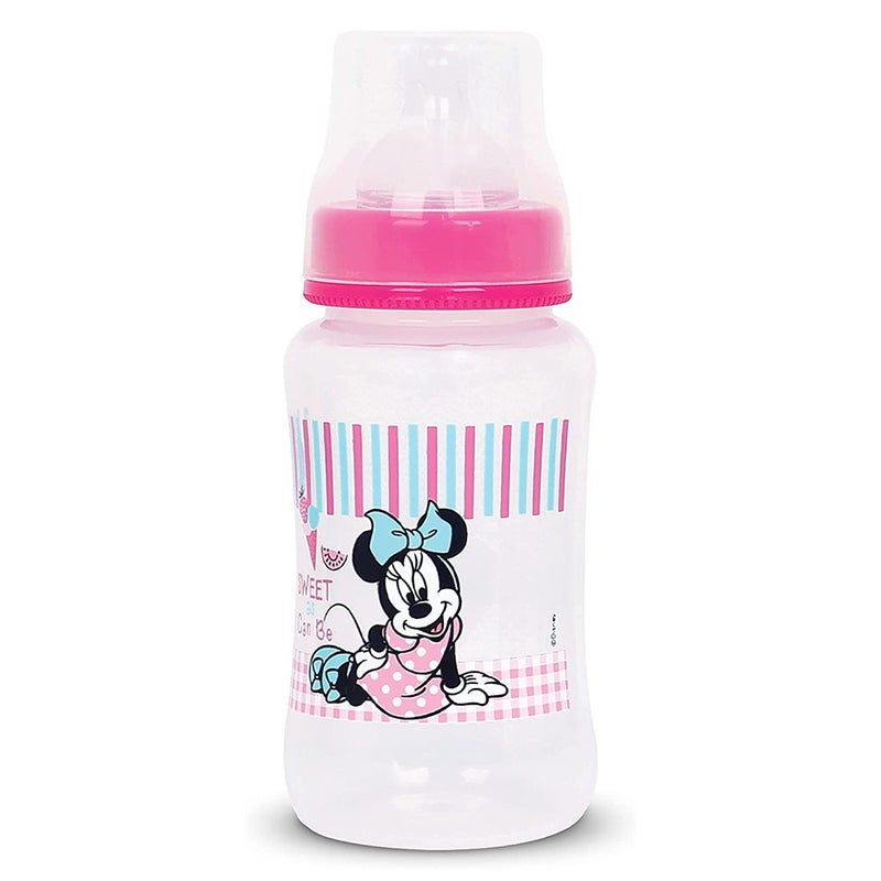Disney Minnie Mouse 320 ml Wide-Neck Feeding Bottle For 0+Month Baby, Pink, Pack of 1's