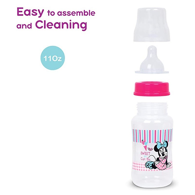 Disney Minnie Mouse 320 ml Wide-Neck Feeding Bottle For 0+Month Baby, Pink, Pack of 1's