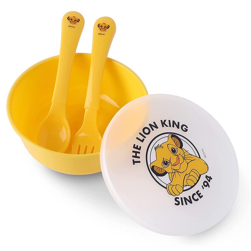Disney The Lion King Feeding Bowl Set For 6 Months+ Babies, Yellow, Set of 3 Pieces