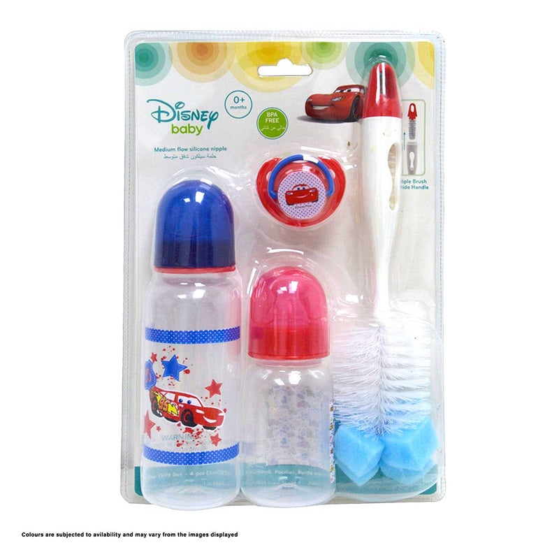 Disney Minnie Mouse Feeding Combo Gift Set For Baby With Feeding Bottle, Soother & Bottle Brush - Pack of 4 Pieces TRHA1727