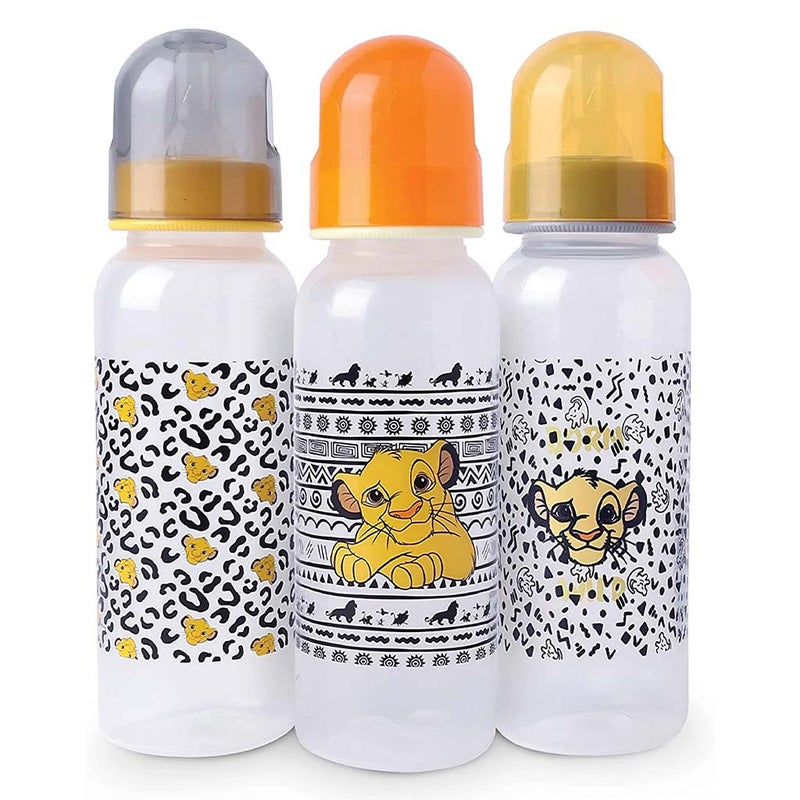 Disney The Lion King 260ml Feeding Bottle For 0+ Month Babies, Pack of 3's