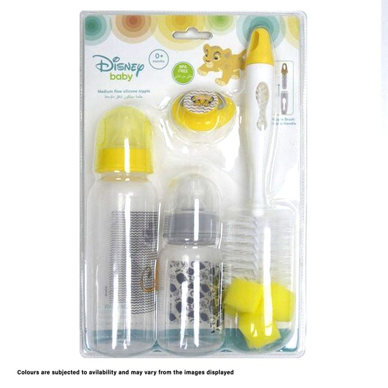 Disney The Lion King Feeding Combo Gift Set For Baby With Feeding Bottle, Soother & Bottle Brush - Pack of 4 Pieces TRHA2117