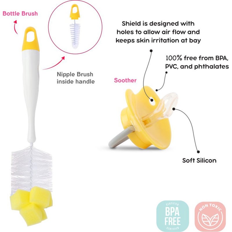 Disney The Lion King Feeding Combo Gift Set For Baby With Feeding Bottle, Soother & Bottle Brush - Pack of 4 Pieces TRHA2117