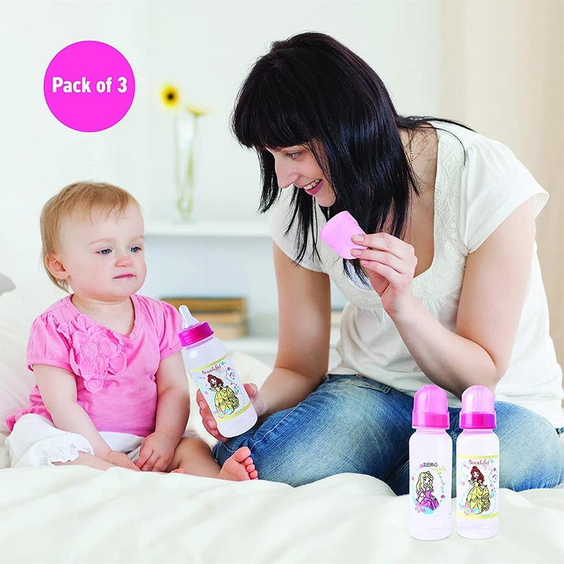 Disney Princess 260ml Feeding Bottle For 0+ Month Babies, Pack of 3's