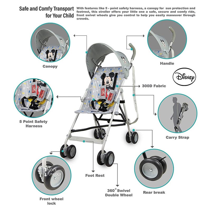 Disney Mickey Mouse Lightweight Buggy Stroller - B801FT