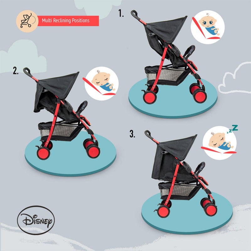 Disney Mickey Mouse Lightweight Picnic Stroller With Storage Cabin For 0 - 36 Months Baby - D1 Mickey
