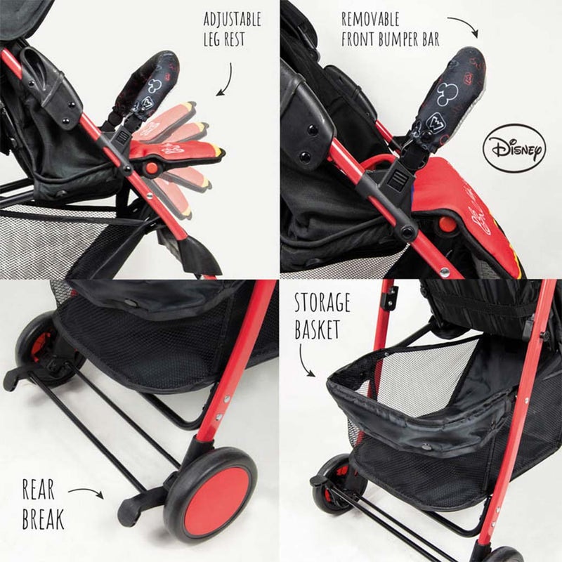 Disney Mickey Mouse Lightweight Picnic Stroller With Storage Cabin For 0 - 36 Months Baby - D1 Mickey