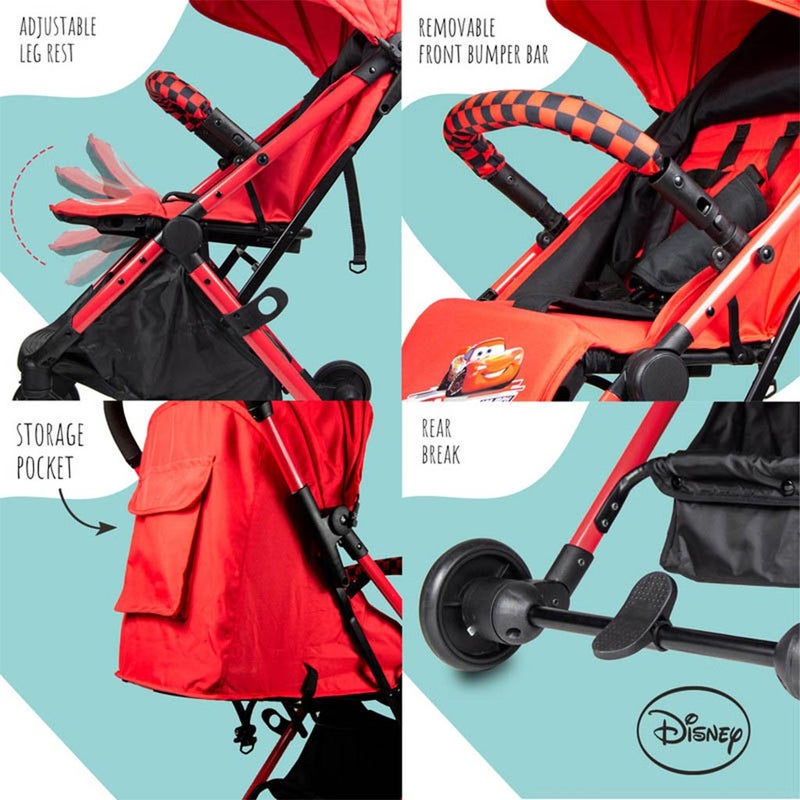 Disney Cars Lightning McQueen Light Weight Travel Stroller For 0 - 36 Months Baby - S101 Cars
