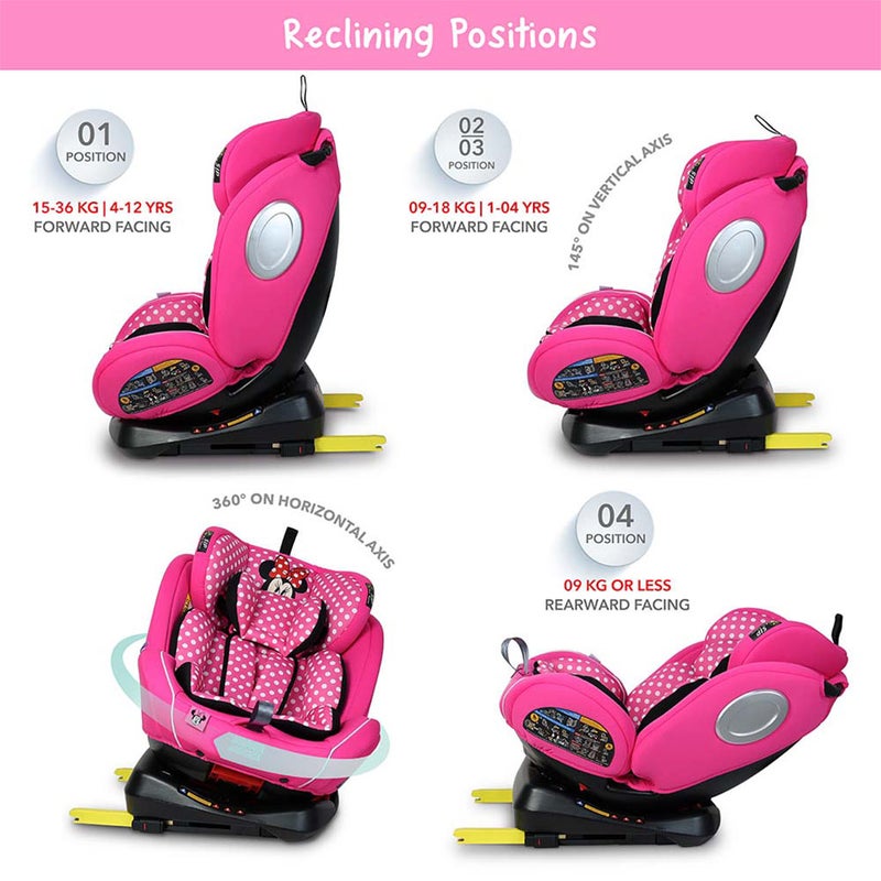 Disney Minnie Mouse 4-In-1 Car Seat For Baby & Kids Up to 36 Kg YC06- Minnie -A