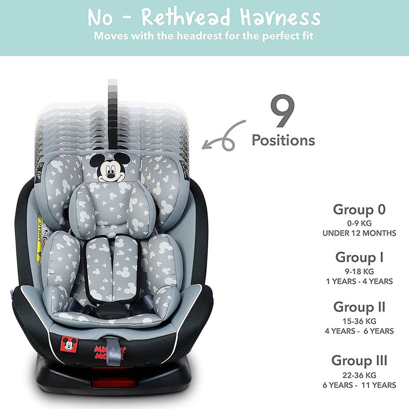 Disney Mickey Mouse 4-In-1 Car Seat For Baby/Kids Up to 36Kg -YC06 Mickey - B