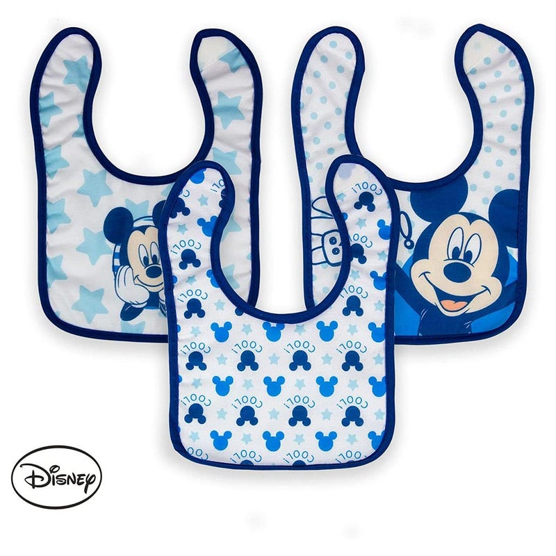 Disney Mickey Mouse Washable Waterproof Cotton Bibs For Babies, Pack of 3's