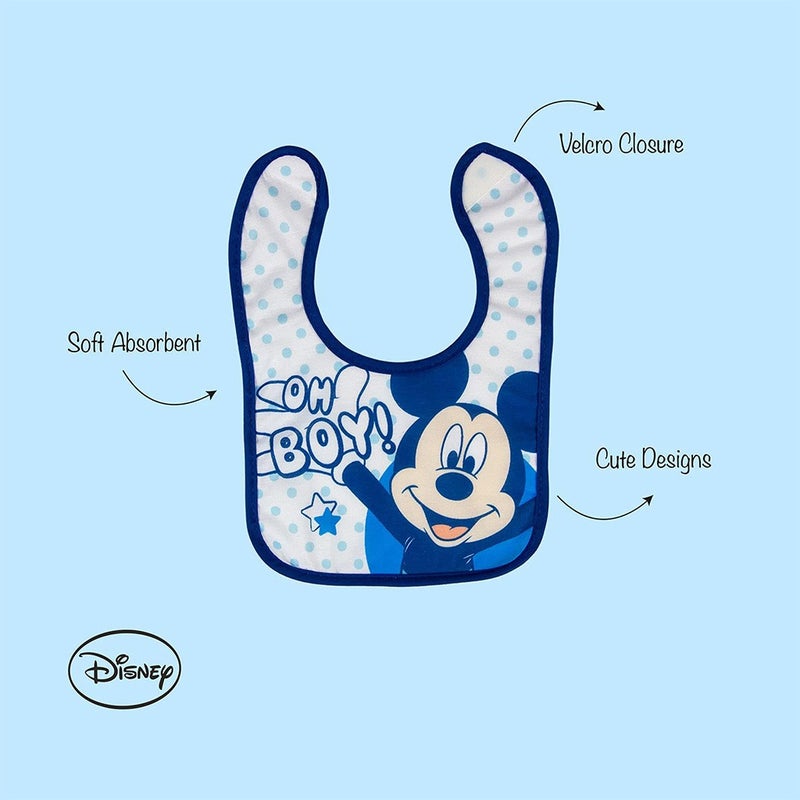 Disney Mickey Mouse Washable Waterproof Cotton Bibs For Babies, Pack of 3's