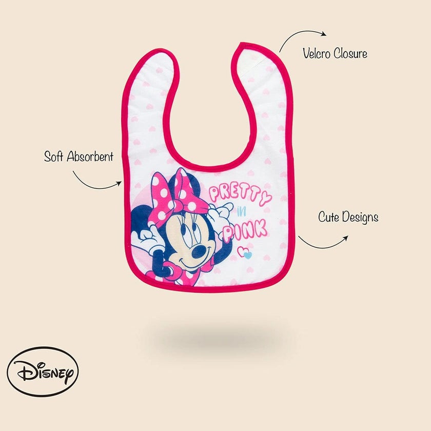 Disney Minnie Mouse Washable Waterproof Cotton Bibs For Babies, Pack of 3's