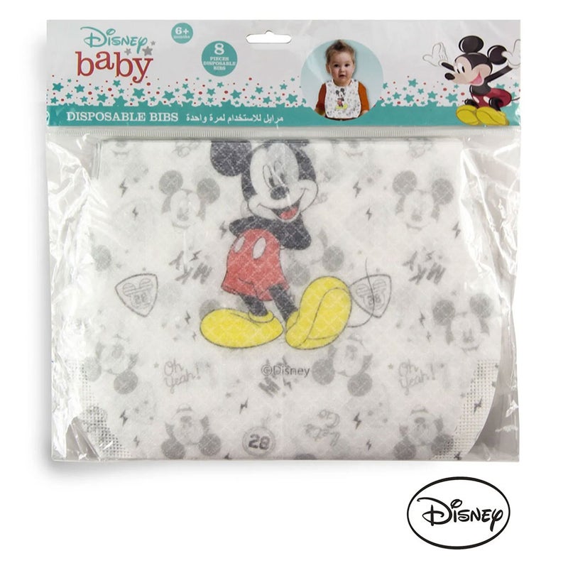Disney Mickey Mouse Leak Proof Disposable Baby Bibs Assorted, Pack of 8's