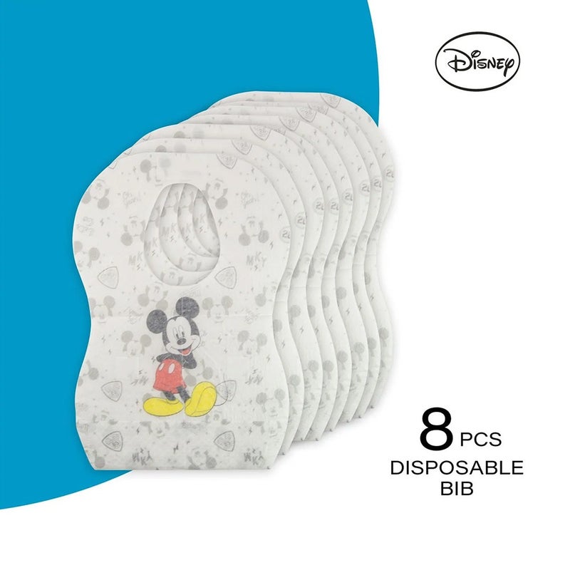 Disney Mickey Mouse Leak Proof Disposable Baby Bibs Assorted, Pack of 8's