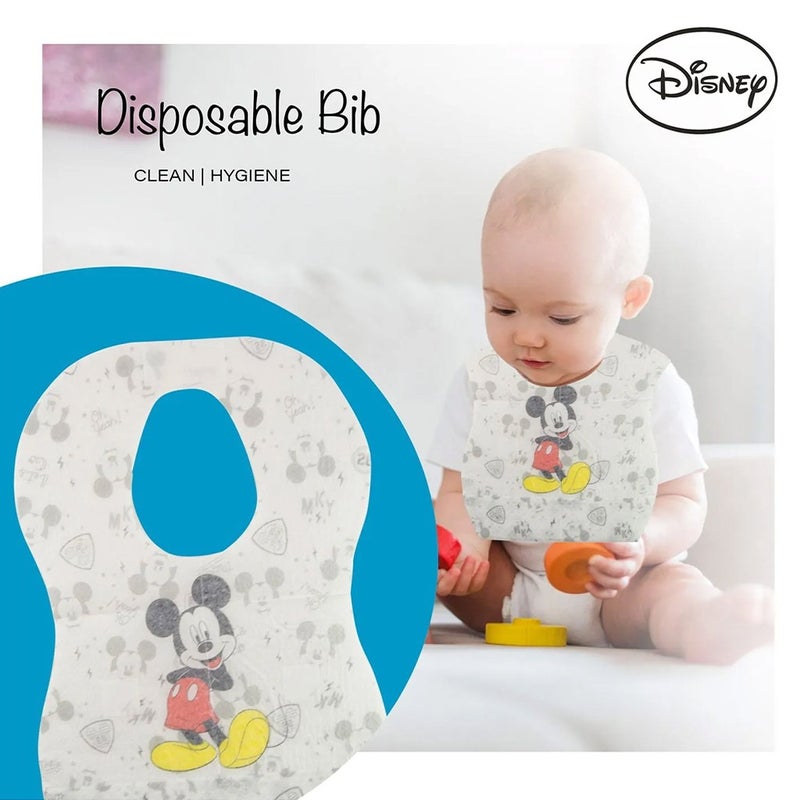 Disney Mickey Mouse Leak Proof Disposable Baby Bibs Assorted, Pack of 8's