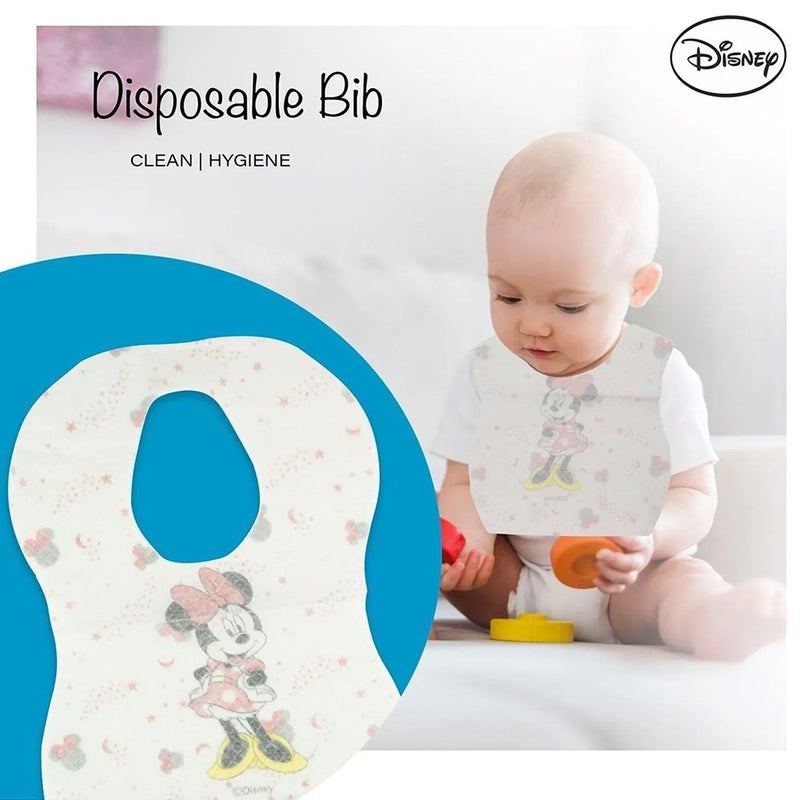 Disney Minnie Mouse Leak Proof Disposable Baby Bibs Assorted, Pack of 8's