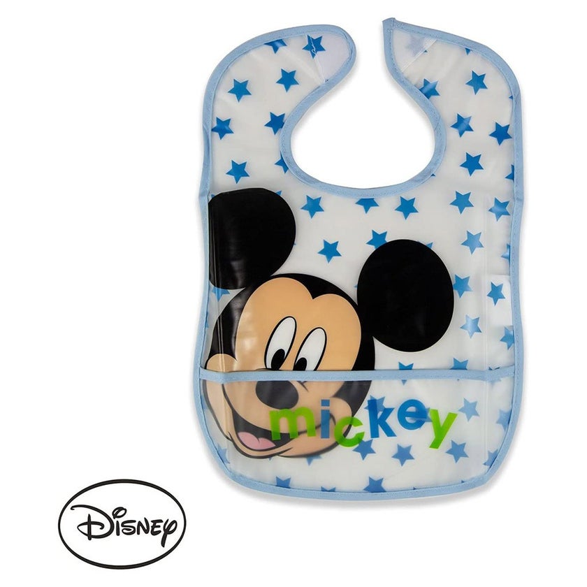 Disney Mickey Mouse Washable Waterproof Peva Apron Bib For 6+ Month Baby