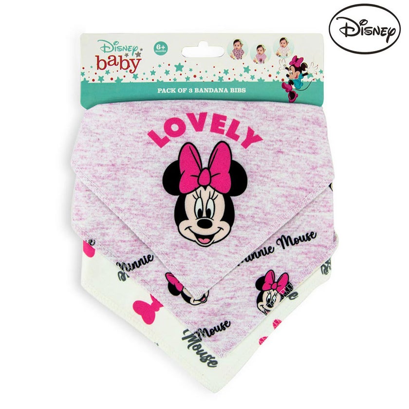 Disney Minnie Mouse Bandana Bib For Baby, Pack of 3's - TRHA15986B