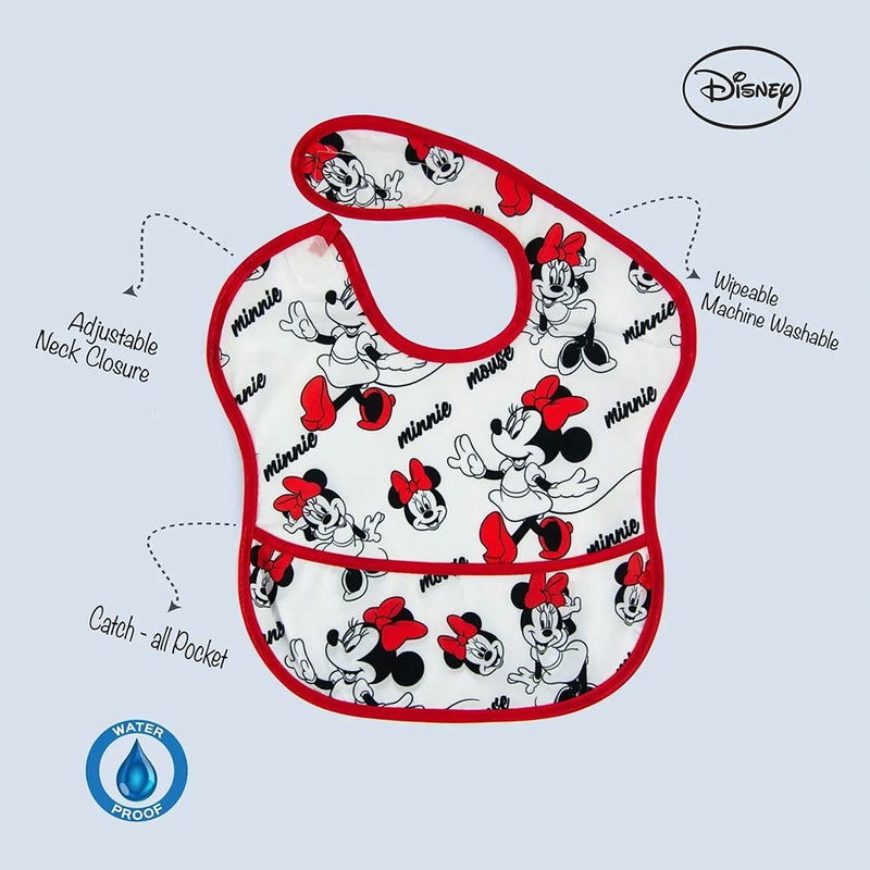 Disney Minnie Mouse Washable Waterproof Bib For 6+ Months Baby, Pack of 1's