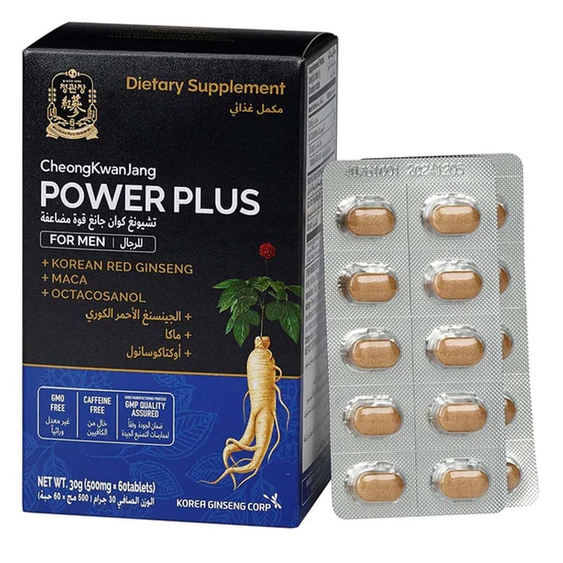 CheongKwanJang Power Plus Korean Red Ginseng + MACA + Octacosanol Tablet 500mg For Men 60's