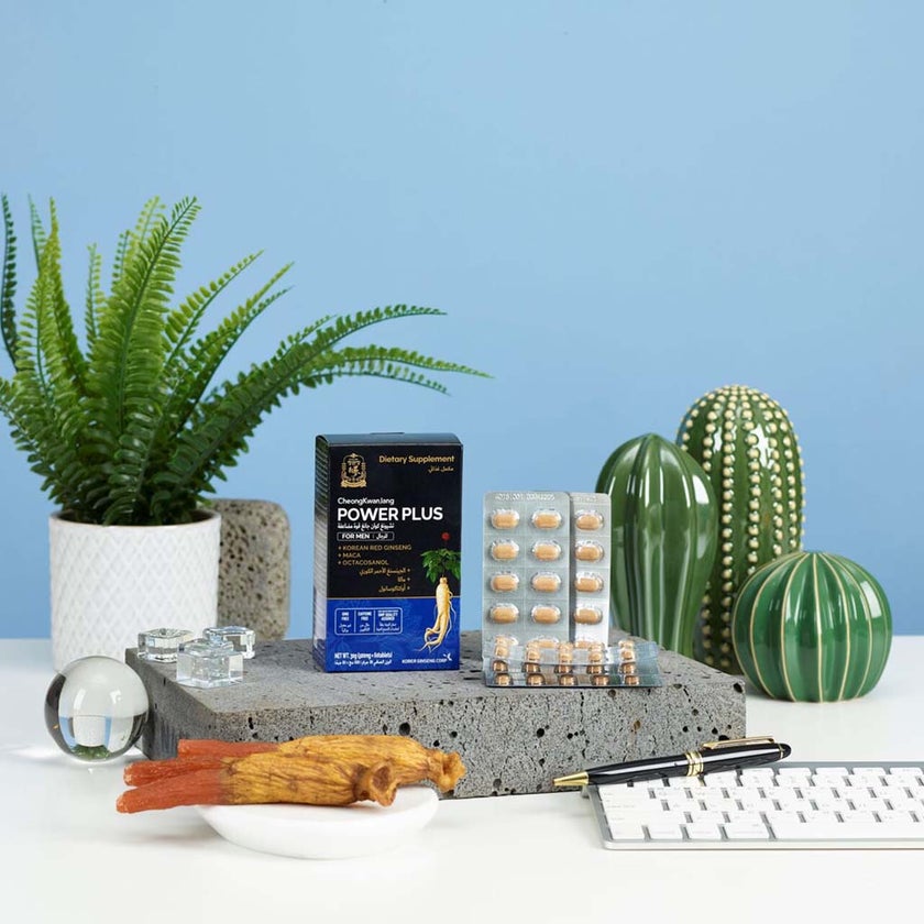 CheongKwanJang Power Plus Korean Red Ginseng + MACA + Octacosanol Tablet 500mg For Men, Pack of 60's