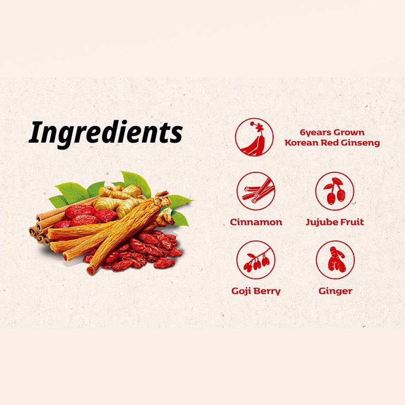 CheongKwanJang HongSamWon 6 Years Grown Korean Red Ginseng Energizing Health Drink 50ml For Men And Women, 30's