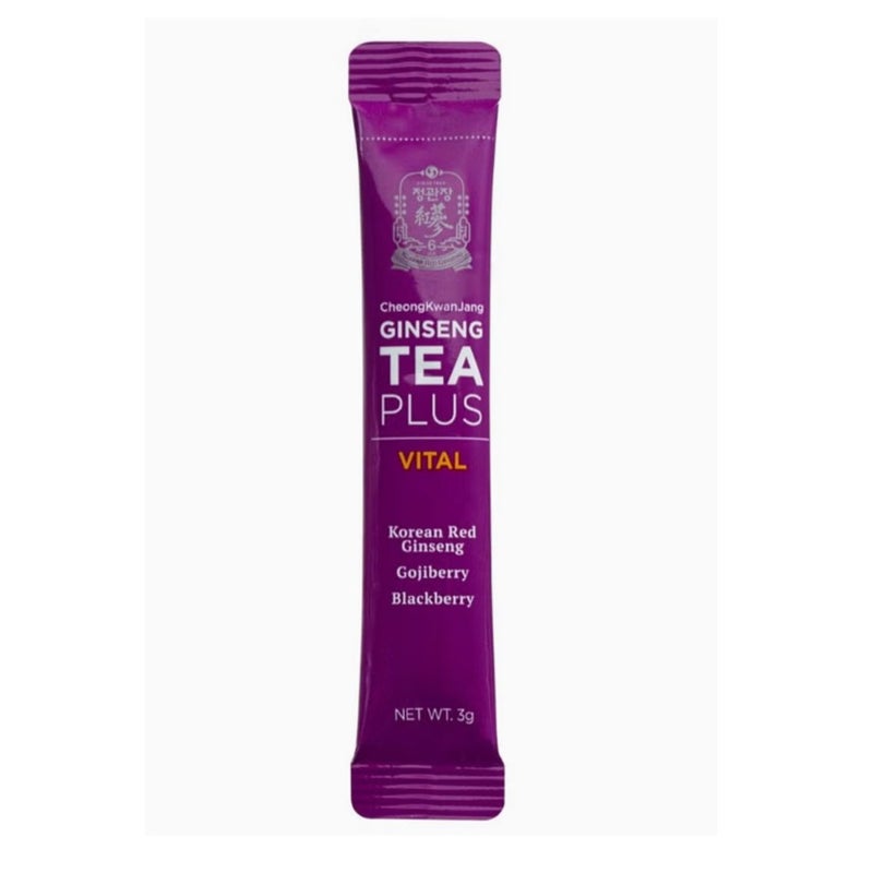 Cheongkwanjang Korean Red Ginseng Teaplus Vital Herbal Tea Powder Sticks For Overall Health & Energy, Pack of 3g x 20Sticks