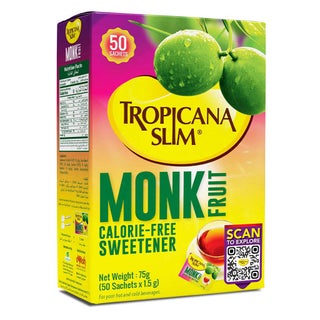 Tropicana Slim Monk Fruit Calorie Free Sweetener Sachets, Pack of 50's