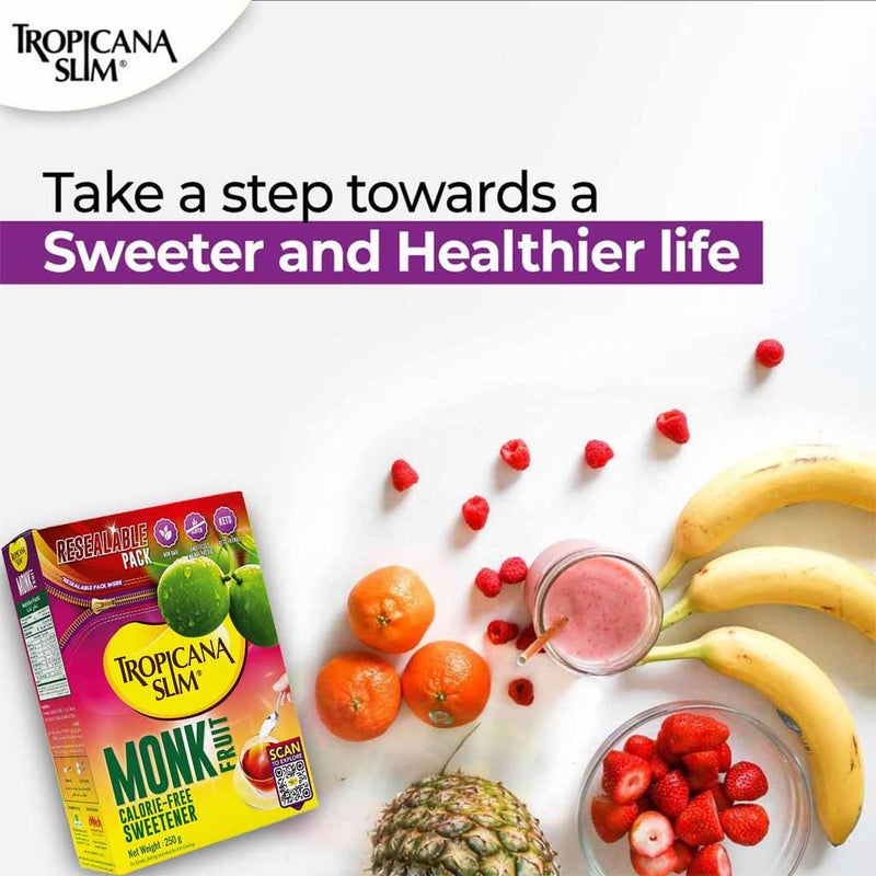 Tropicana Slim Monk Fruit Calorie Free Sweetener, Resealable Pack of 1's