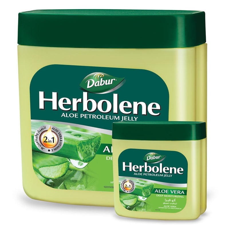 Dabur Herbolene 2-In-1 Aloe Petroleum Jelly With Aloe Vera And Vitamin E, Pack of 425ml +115ml