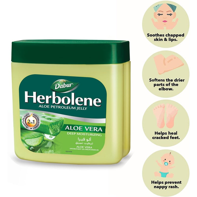 Dabur Herbolene 2-In-1 Aloe Petroleum Jelly With Aloe Vera And Vitamin E, Pack of 425ml +115ml
