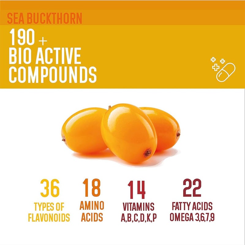 Berryheal Life Oil Omega 7 Rich Vegan Sea Buckthorn Berry Capsules For Diabetes Support, Weight Management & Healthy Skin, Pack of 60's