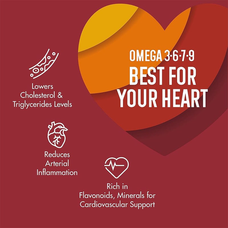 Berryheal Life Oil Omega 3-6-7-9 Sea Buckthorn Berry Oil Vegan Capsules For Immunity & Whole Body Wellness Pack of 60's