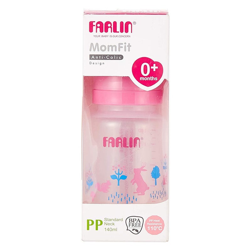 Farlin Standard Neck Animal Series PP Feeding Bottle, Pink AB-41011 (G) 140ml, Pack of 1's