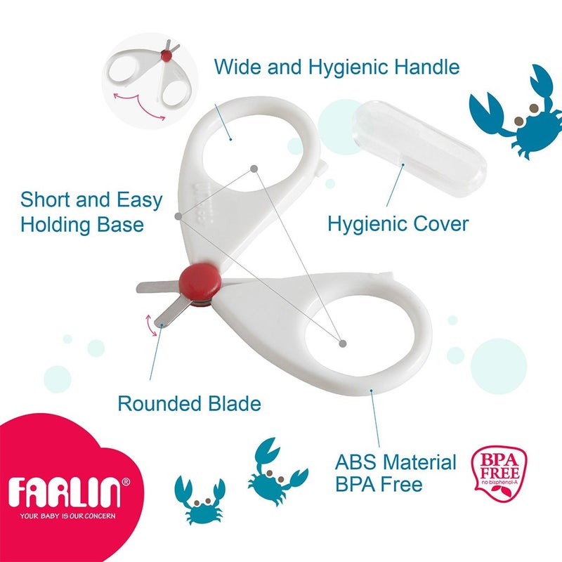 Farlin Doctor.J Thin And Short Blade Baby Safety Scissor BF-160B, Pack of 1's