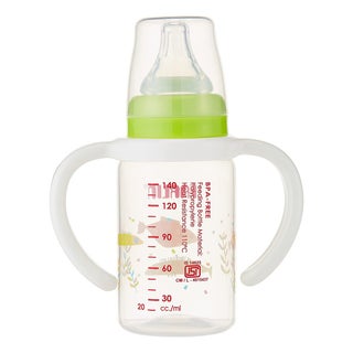 Farlin Little Artist Collection 140ml Standard Neck PP Feeding Bottle With Handle Green For 0+ Months Baby, Pack of 1's